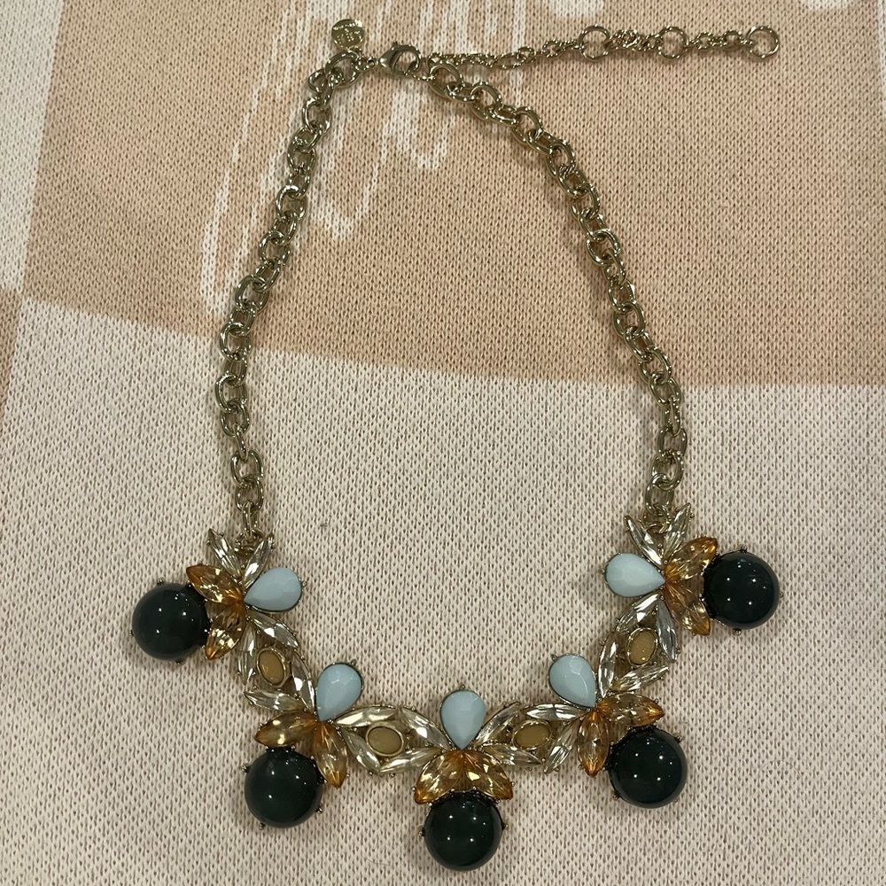 Lee Statement Necklace in Green and Light Blue